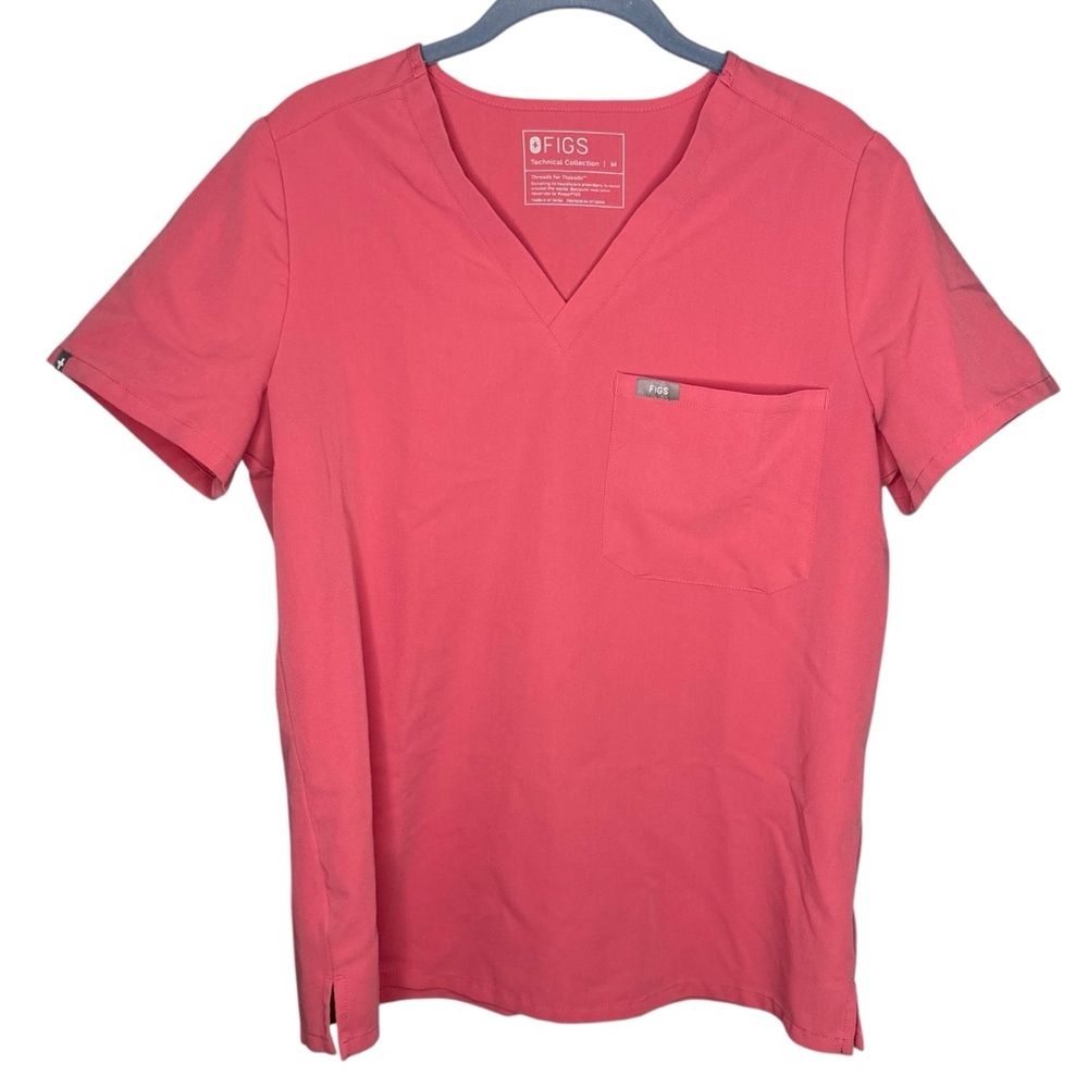 Figs Catarina one pocket scrub top Vneck Short sleeve Women’s size medium pink